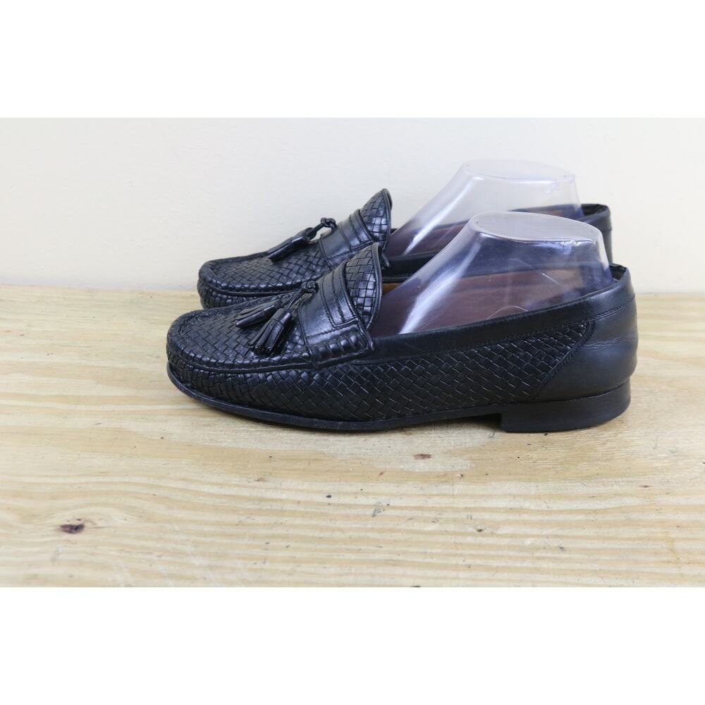 Allen Edmonds Shoes Mens 8 EE Black Leather Rimini Tassel Basket Weave Loafers